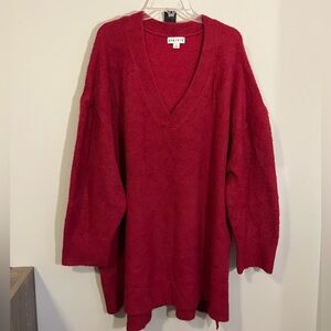 AVA & VIV Red V-Neck Women's Sweater Dress